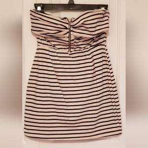 Cream and Black Stripe Mini Dress